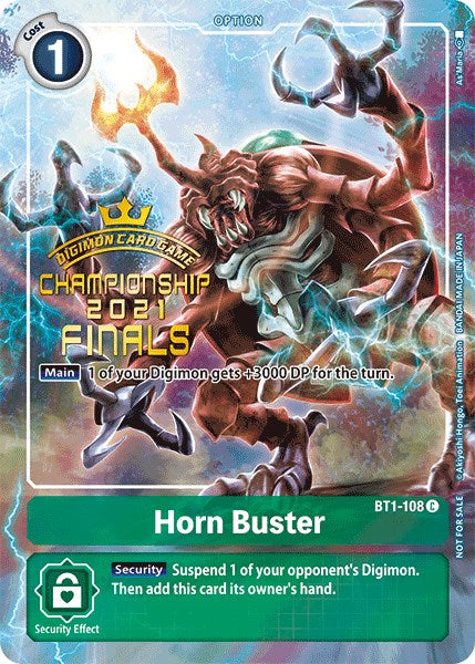 Horn Buster [BT1-108] (2021 Championship Finals Tamer's Evolution Pack) [Release Special Booster Promos] - Just $0.15! Shop now at Retro Gaming of Denver