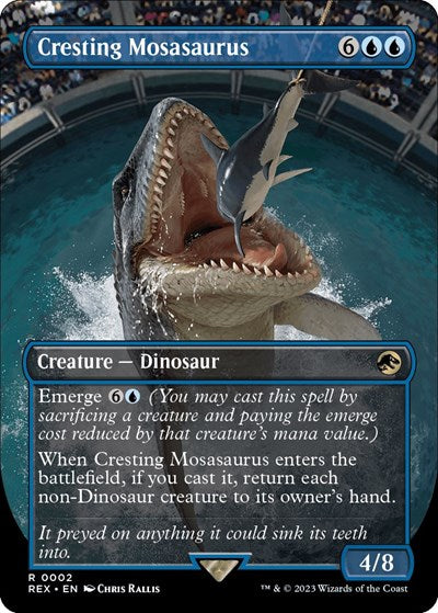 Cresting Mosasaurus (Borderless) (Universes Beyond: Jurassic World Collection) Damaged / Poor Foil - for just $3.50! 