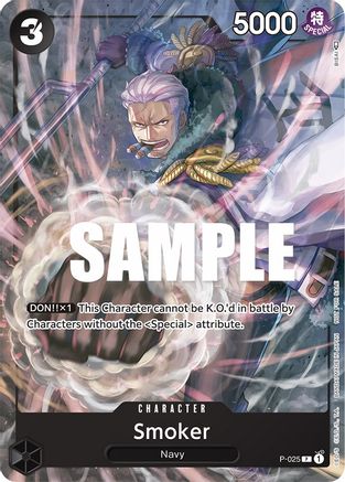 Smoker (Pre-Release) (P-025) - One Piece Promotion Cards - for just $1.33! 