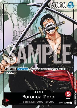 Roronoa Zoro - OP01-001 (Alternate Art) (OP01-001) - One Piece Promotion Cards Foil - for just $74.60! 