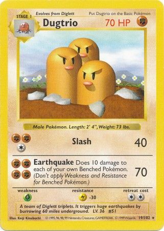 Dugtrio (19/102) [Base Set Shadowless Unlimited] - Just $5.55! Shop now at Retro Gaming of Denver