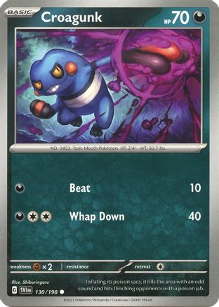 Croagunk 130/198 - SV01 Scarlet & Violet Base Set - for just $0.05! 