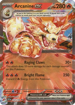 Arcanine ex 032/198 - SV01 Scarlet & Violet Base Set Holofoil - for just $0.77! 