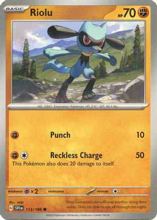 Riolu 113/198 - SV01 Scarlet & Violet Base Set - for just $0.05! 