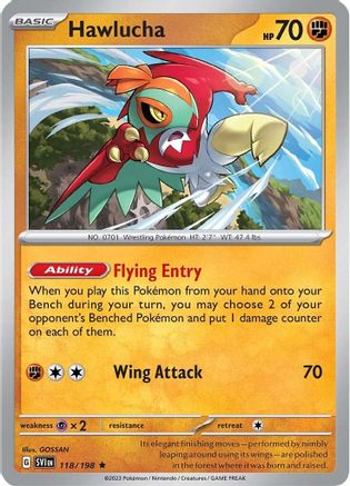 Hawlucha 118/198 - SV01 Scarlet & Violet Base Set Holofoil - for just $0.15! 
