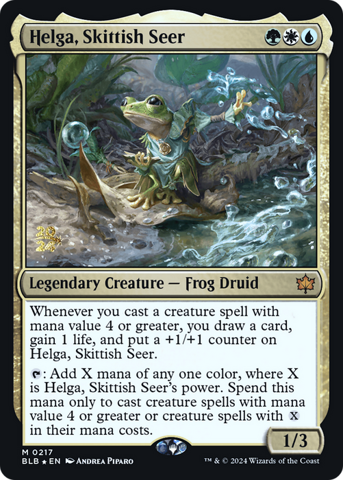 Helga, Skittish Seer (PRE-217) - Bloomburrow Promos Foil - for just $3.09! 