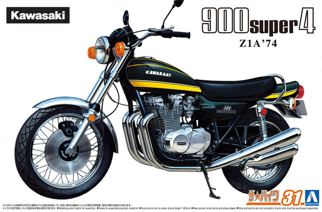 Aoshima: 1/12 Kawasaki Z1A 900 Super4 '74 Scale Model Kit #31 - for just $28.99! 
