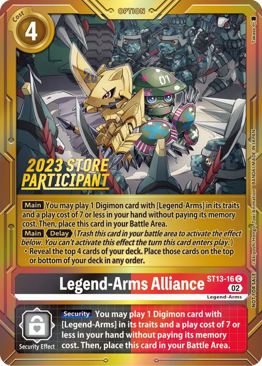 Legend-Arms Alliance [ST13-16] (2023 Store Participant) [Starter Deck: Ragnaloardmon Promos] - Just $0.09! Shop now at Retro Gaming of Denver