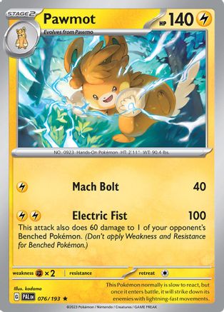 Pawmot 076/193 - SV02 Paldea Evolved Holofoil - for just $0.08! 