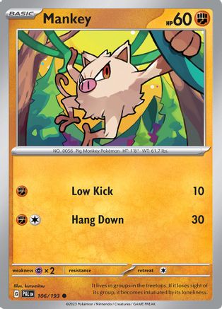 Mankey 106/193 - SV02 Paldea Evolved - for just $0.05! 