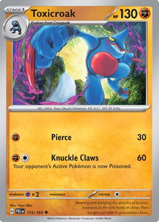 Toxicroak 115/193 - SV02 Paldea Evolved - for just $0.04! 