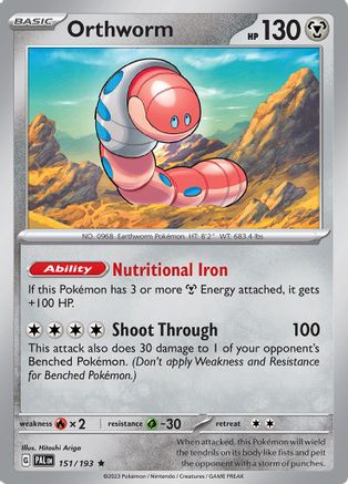 Orthworm 151/193 - SV02 Paldea Evolved Holofoil - for just $0.08! 