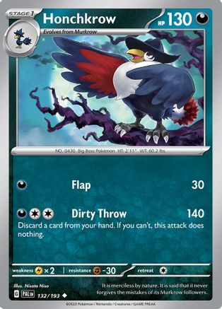 Honchkrow 132/193 - SV02 Paldea Evolved - for just $0.05! 
