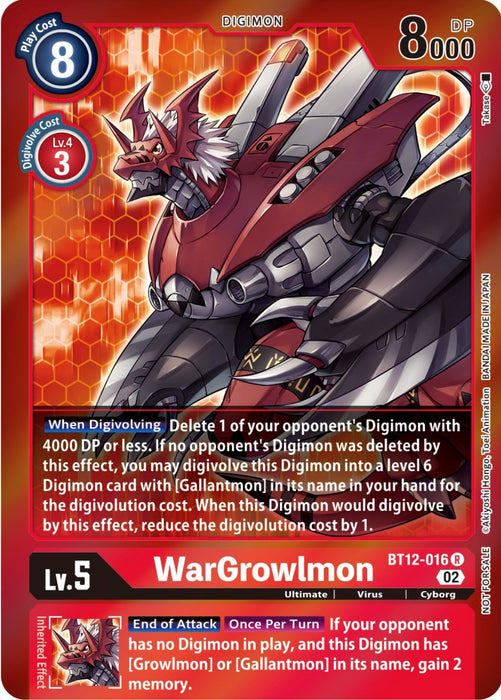 WarGrowlmon [BT12-016] (Tamer Party -Special-) [Across Time Promos] - Just $0.20! Shop now at Retro Gaming of Denver