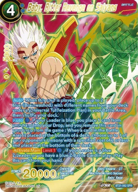 Baby, Bitter Revenge on Saiyans (SPR) (BT21-062) [Wild Resurgence] - for just $1.05! 