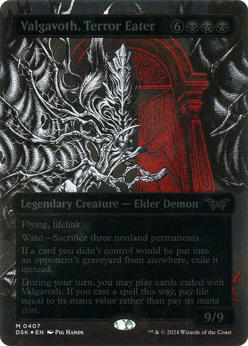 Valgavoth, Terror Eater (DSK-407) - Duskmourn: House of Horror: (Showcase) (Borderless) Foil - for just $73.52! 
