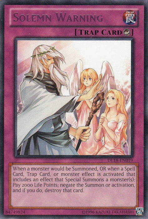 Solemn Warning (Purple) [DL18-EN019] Rare - for just $0.80! 
