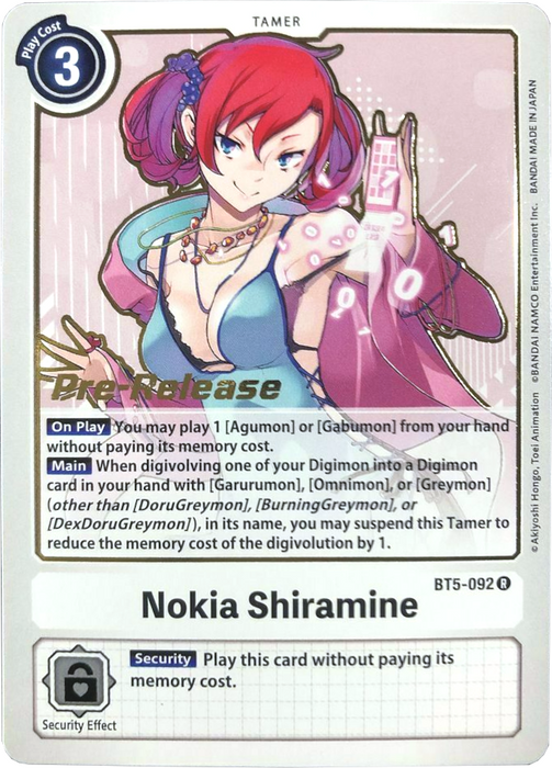 Nokia Shiramine [BT5-092] [Battle of Omni Pre-Release Promos] - Just $0.55! Shop now at Retro Gaming of Denver