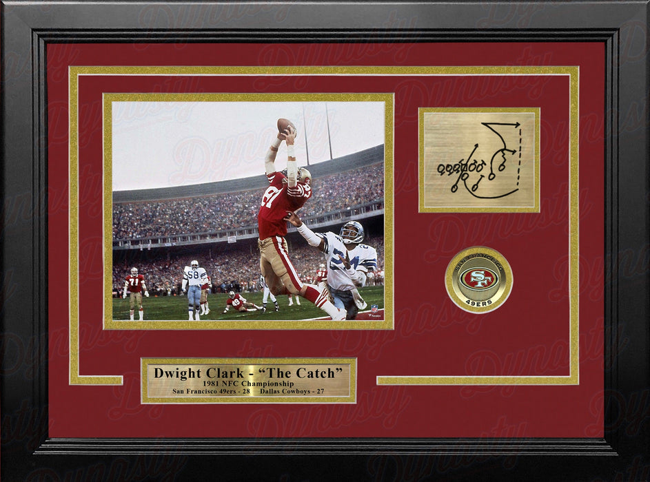 Dwight Clark 1981 NFC Championship Catch San Francisco 49ers 8x10 Framed Photo with Engraved Play - for just $99.99! 