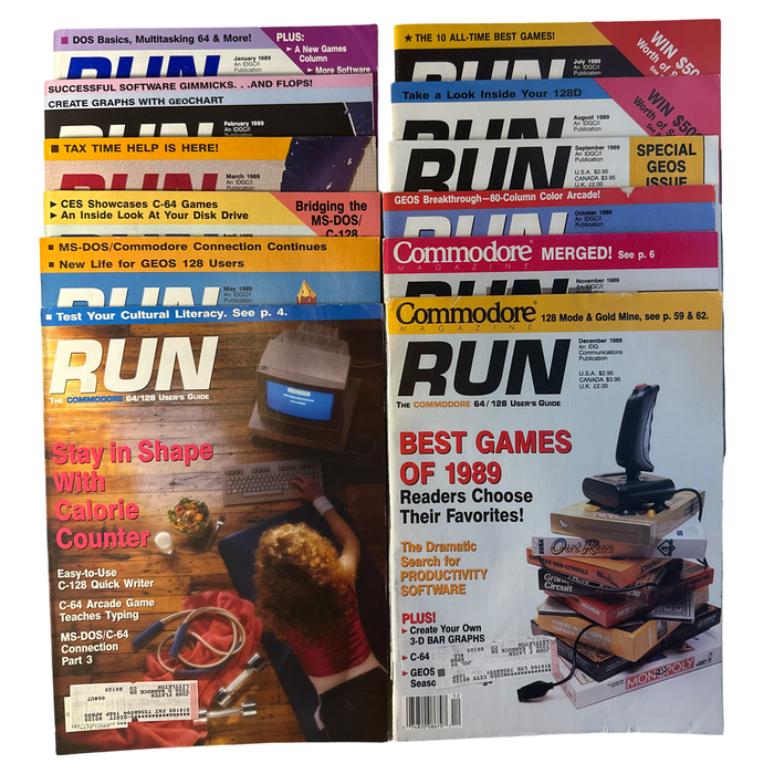 Commodore Run Magazine 1989 Back Issue(s) C64 C128 VIC-20 Commodore 64 Magazine - for just $39.99! 