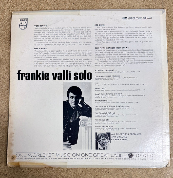 Frankie Valli Signed Of The (4) Four Seasons Solo 1967 Vinyl With JSA COA - for just $150! 