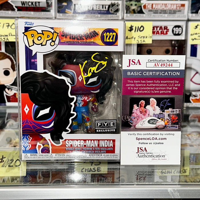 Karan Soni Signed (Deco) Spider-Man India Funko Pop! #1227 Across The Spider-Verse FYE Exclusive With JSA COA - for just $130! 