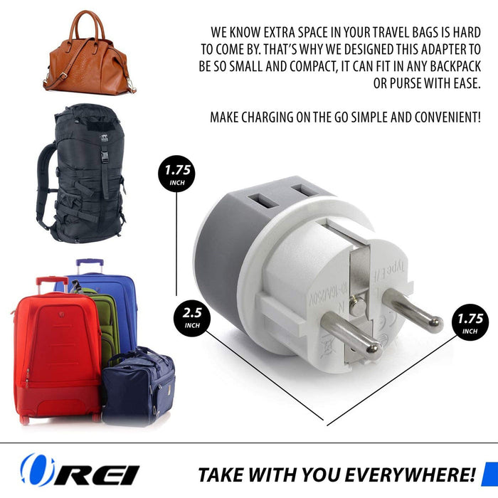 Germany, France Travel Adapter - 2 in 1 - Type E/F - Compact Design (US-9) - Just $12.99! Shop now at Retro Gaming of Denver