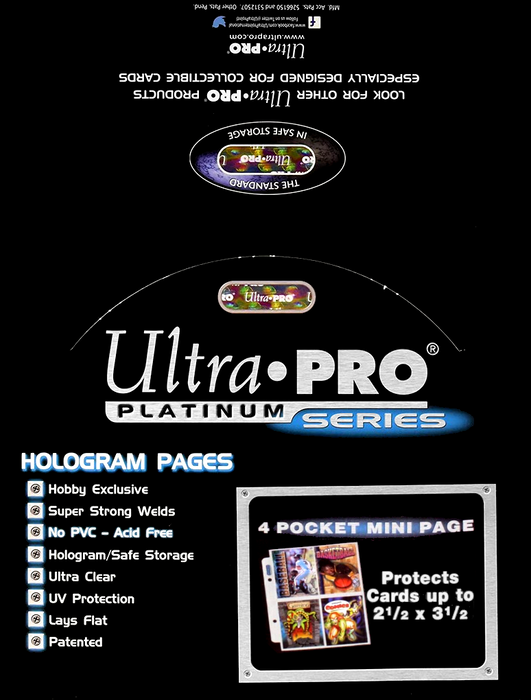 Ultra PRO: Platinum Hologram Mini 4-Pocket Pages - 2-Holes (2.5" x 3.5" / 100-Pack) - for just $0! 