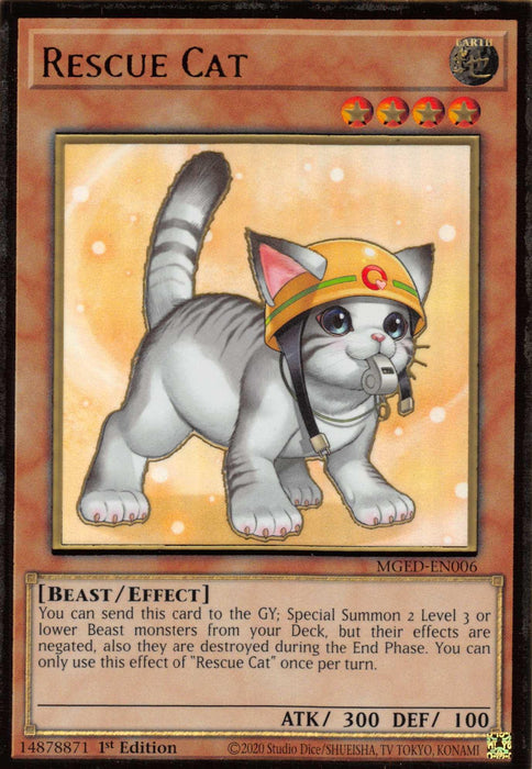 Rescue Cat (Alternate Art) [MGED-EN006] Gold Rare - for just $0.20! 