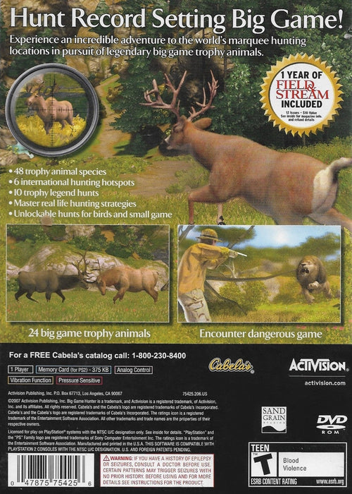 Cabela's Big Game Hunter 2008 – PlayStation 2 (PS2) - for just $3.99! 