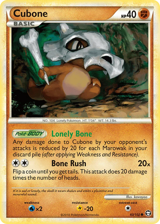 Cubone (60/102) [HeartGold & SoulSilver: Triumphant] - for just $2.60! 