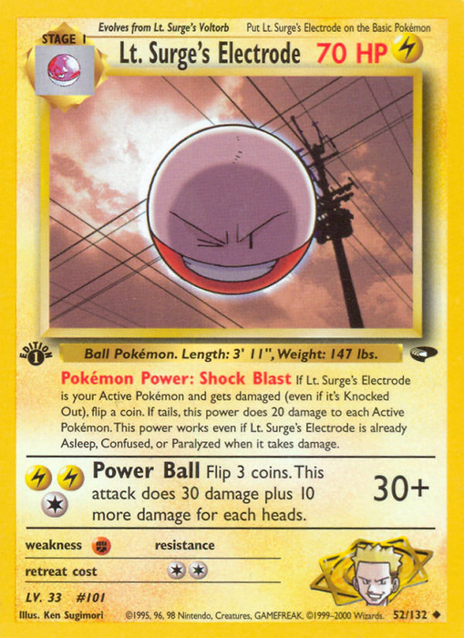 Lt. Surge's Electrode (52/132) [Gym Challenge 1st Edition] - Just $1! Shop now at Retro Gaming of Denver