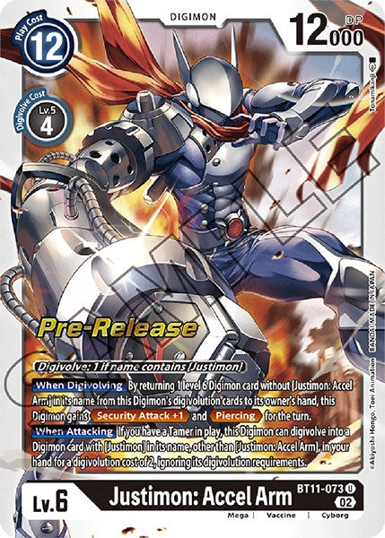 Justimon: Accel Arm [BT11-073] [Dimensional Phase Pre-Release Promos] - Just $0.85! Shop now at Retro Gaming of Denver