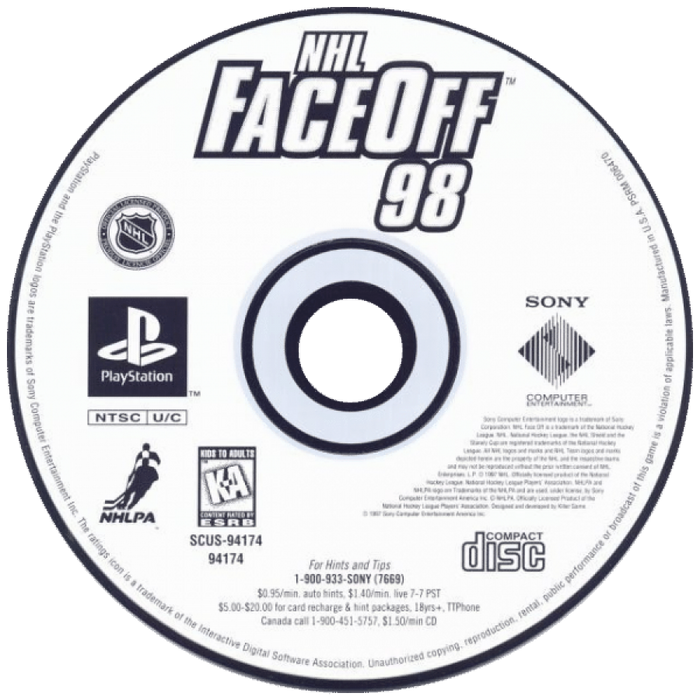 NHL FaceOff 98 – PlayStation 1 (PS1) - for just $7.99! 