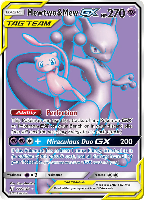 Mewtwo & Mew GX (222/236) [Sun & Moon: Unified Minds] - for just $56.60! 