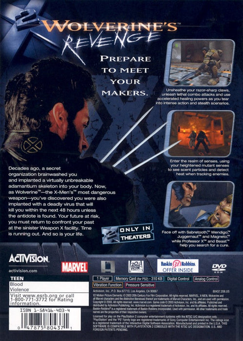 X2: Wolverine's Revenge – PlayStation 2 (PS2) - for just $11.99! 