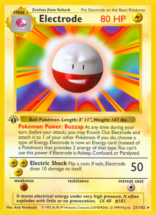 Electrode (21/102) (Shadowless) [Base Set 1st Edition] - Just $20.90! Shop now at Retro Gaming of Denver