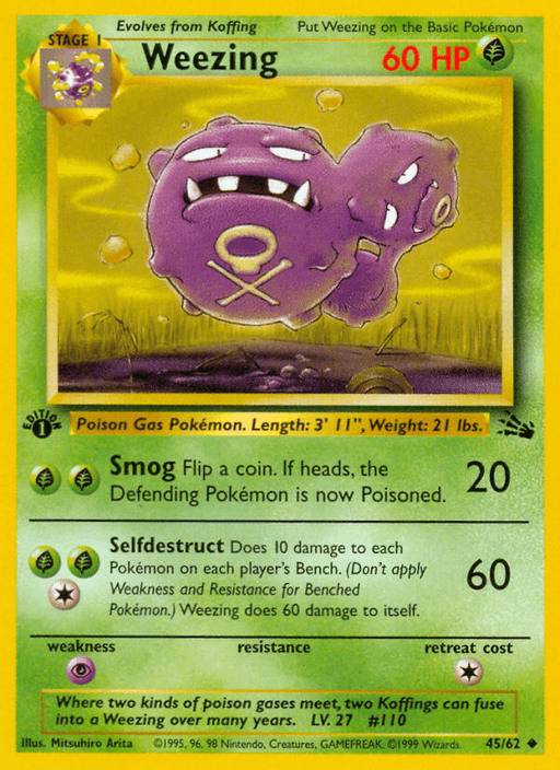 Weezing (45/62) [Fossil 1st Edition] - for just $0.75! 