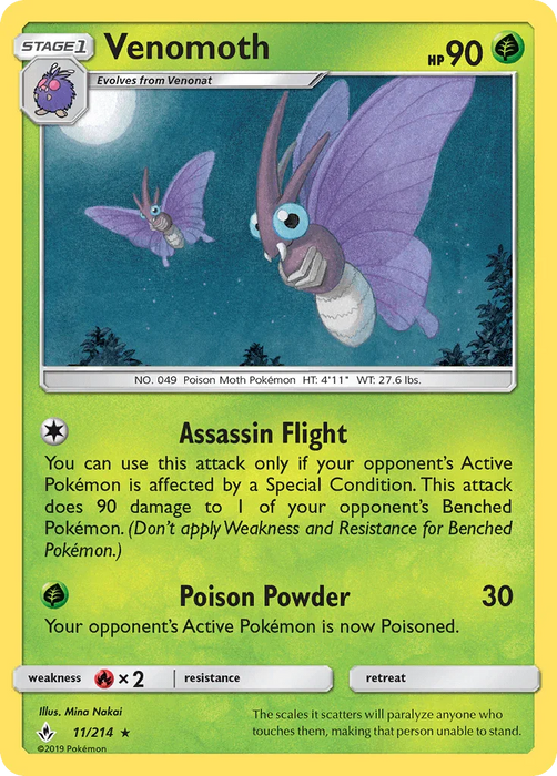 Venomoth (11/214) [Sun & Moon: Unbroken Bonds] - for just $0.20! 