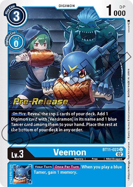 Veemon [BT11-023] [Dimensional Phase Pre-Release Promos] - Just $2.20! Shop now at Retro Gaming of Denver