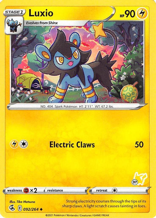 Luxio (092/264) (Pikachu Stamp #37) [Battle Academy 2022] - for just $0.10! 