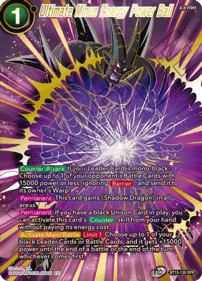 Ultimate Minus Energy Power Ball (SPR) (BT15-139) [Saiyan Showdown] - for just $1.20! 