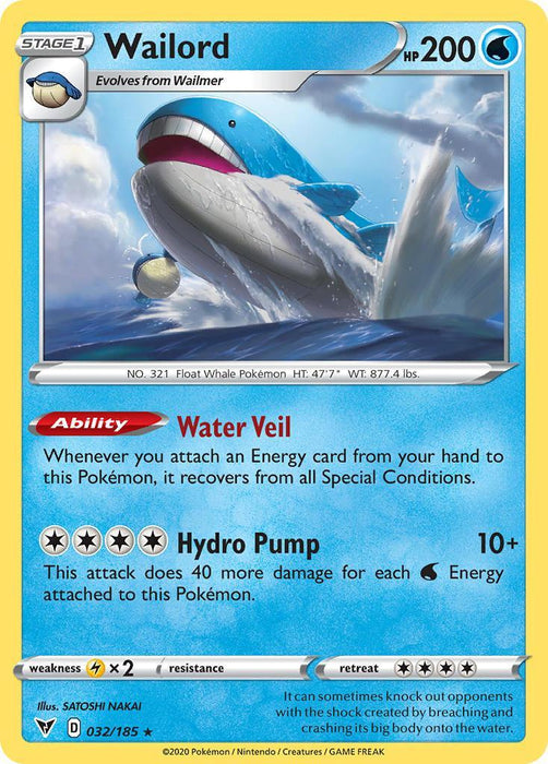 Wailord (032/185) [Sword & Shield: Vivid Voltage] - for just $0.20! 
