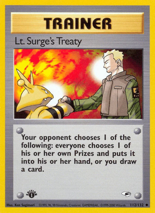 Lt. Surge's Treaty (112/132) [Gym Heroes 1st Edition] - for just $0.55! 
