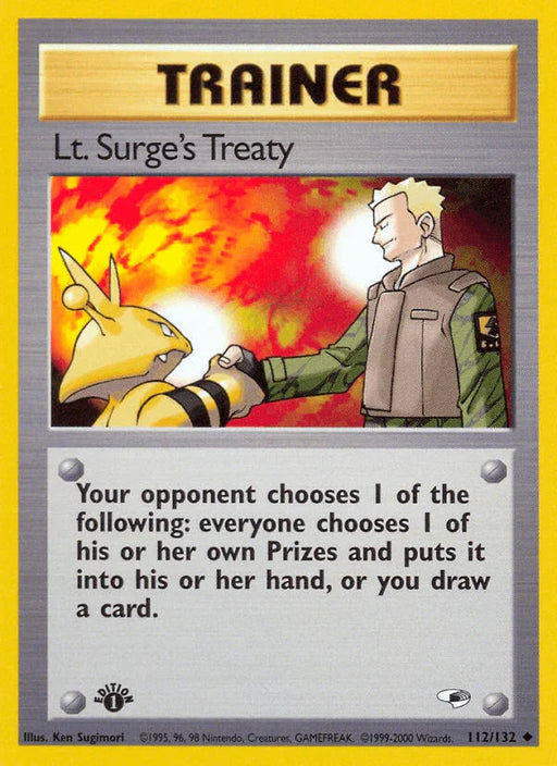 Lt. Surge's Treaty (112/132) [Gym Heroes 1st Edition] - for just $0.55! 