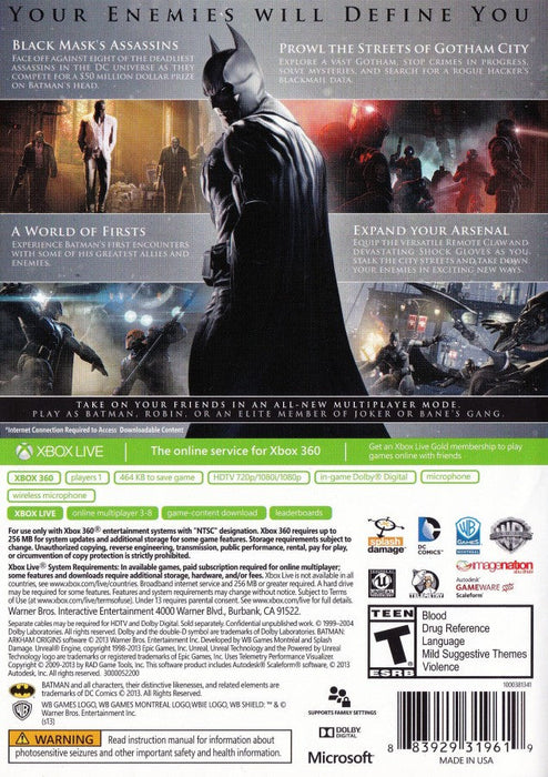Batman: Arkham Origins – Xbox 360 (X360) - for just $21.99! 