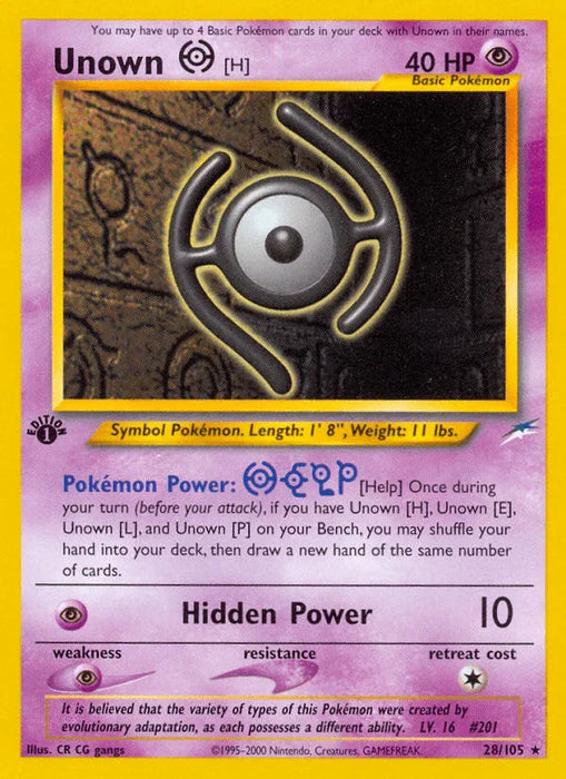 Unown [H] (28/105) [Neo Destiny 1st Edition] - for just $7.55! 