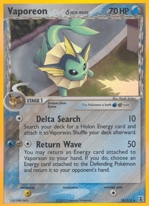Vaporeon (18/113) (Delta Species) [EX: Delta Species] - for just $45.10! 