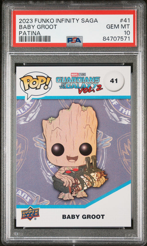 2023 UPPER DECK FUNKO POP MARVEL  BABY GROOT PATINA #41  PSA 10 - for just $54! 