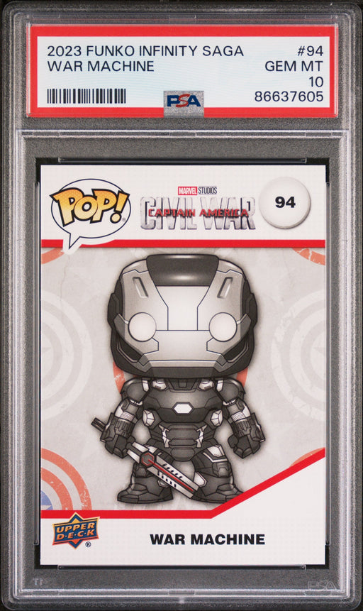 2023 UPPER DECK FUNKO POP MARVEL  WAR MACHINE  #94  PSA 10 - for just $39! 